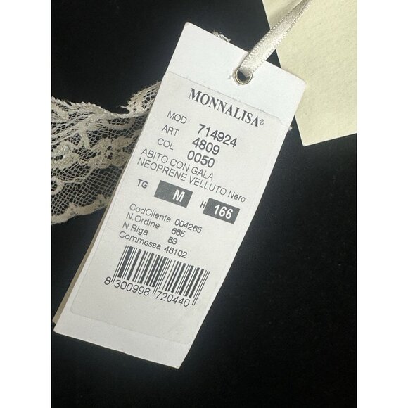 MONNALISA Black Velvet Long Sleeve PARTY DRESS Size Women’s Medium ITALY $382 - Picture 10 of 12